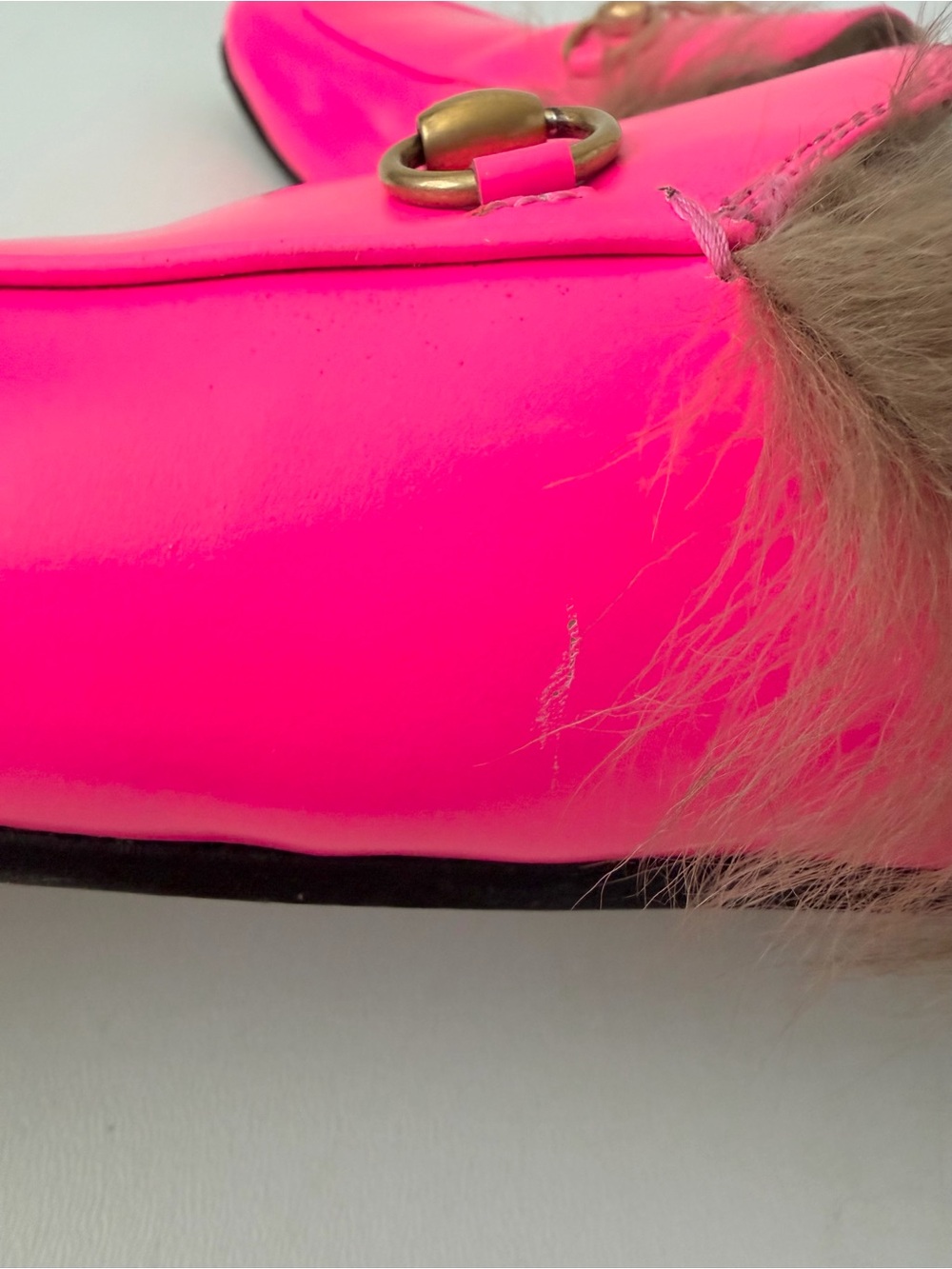GUCCI | Princetown Fuchsia Hot Pink Horsebit Fur Mule Loafers Slippers EU 39 - Picture 8 of 13